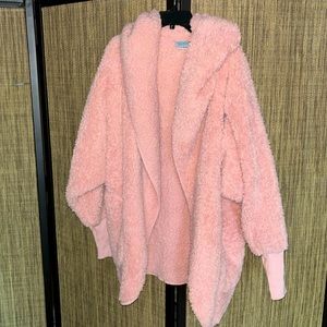 Light pink, long, fluffy sweater (with pockets)